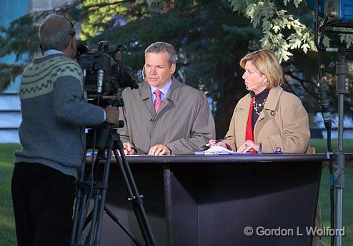 CJOH News In Merrickville_15795.jpg - Ottawa's most popular evening newscast, CTV's CJOH,out of the studio and on location in Merrickville.Anchors Graham Richardson and Carol Anne Meehan photographed at Merrickville, Ontario, Canada.